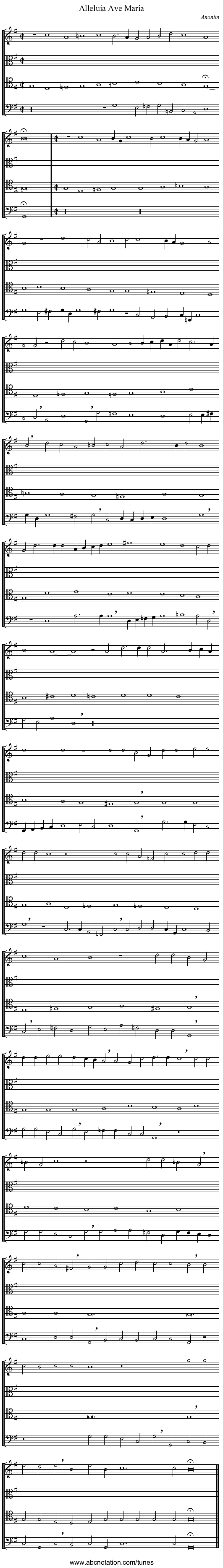 Alleluia Ave Maria - staff notation