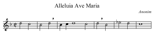 Alleluia Ave Maria - staff notation
