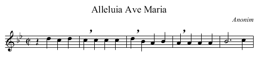 Alleluia Ave Maria - staff notation