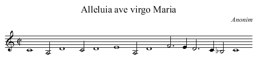 Alleluia ave virgo Maria - staff notation