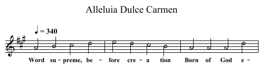 Alleluia Dulce Carmen - staff notation