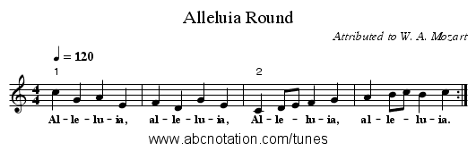 Alleluia Round - staff notation