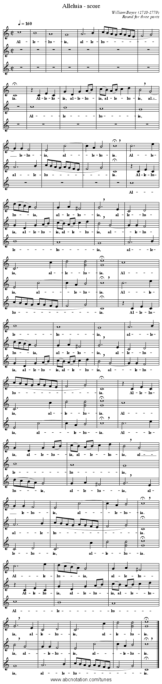 Alleluia - score - staff notation