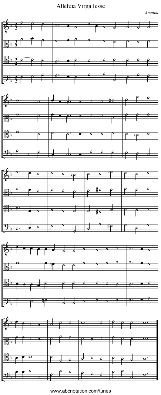 Alleluia Virga Iesse - staff notation