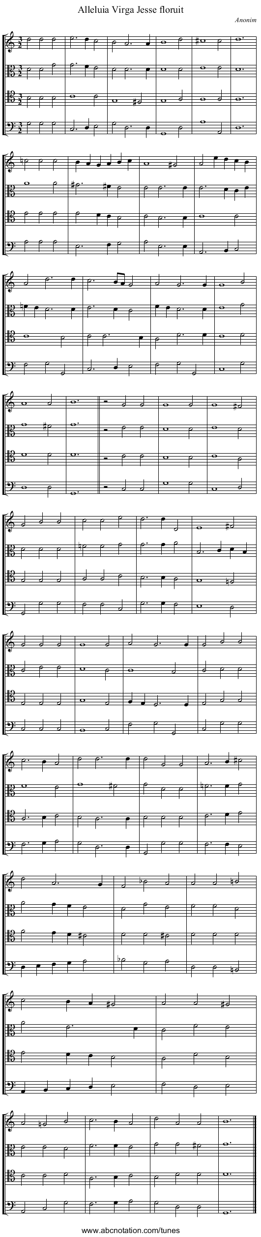 Alleluia Virga Jesse floruit - staff notation