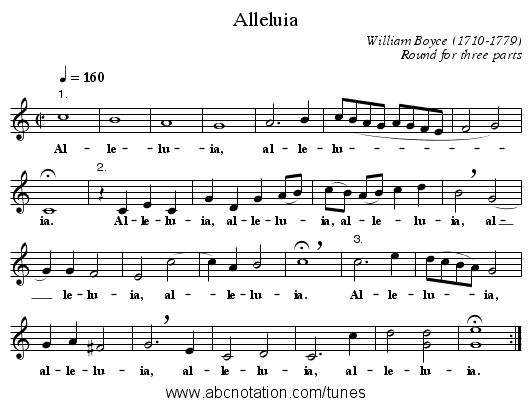 Alleluia - staff notation