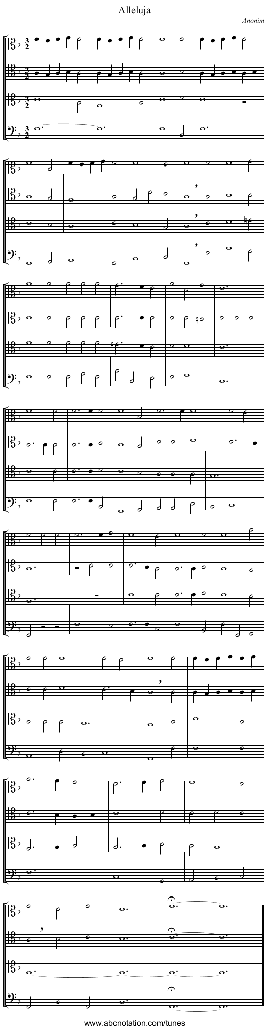 Alleluja - staff notation