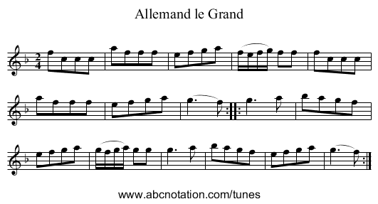 Allemand le Grand - staff notation