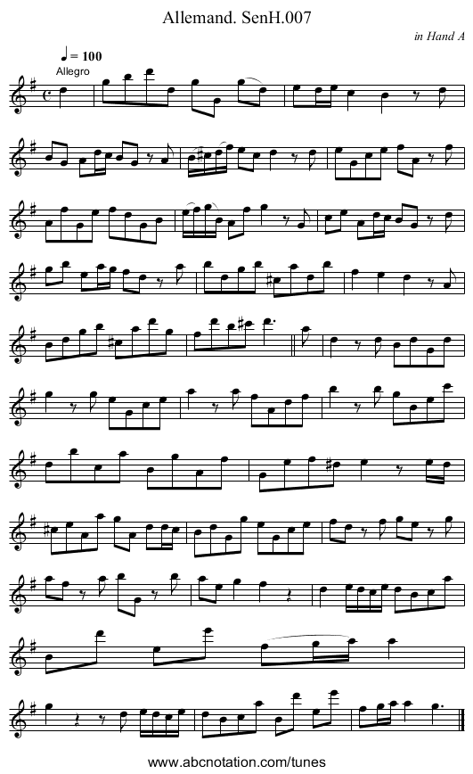Allemand. SenH.007 - staff notation