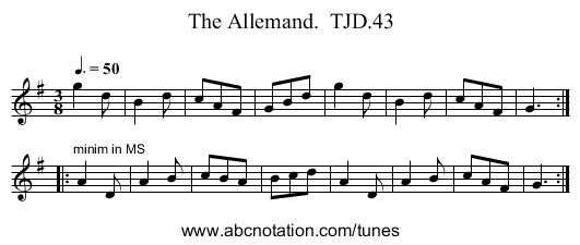Allemand.  TJD.43, The - staff notation