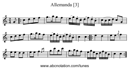 Allemanda [3] - staff notation