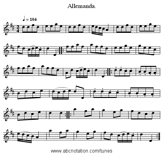 Allemanda. - staff notation