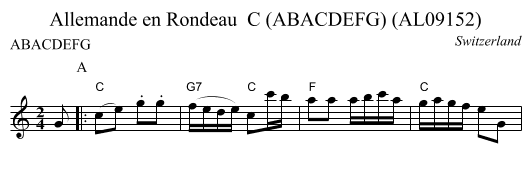 Allemande en Rondeau  C (ABACDEFG) (AL09152) - staff notation