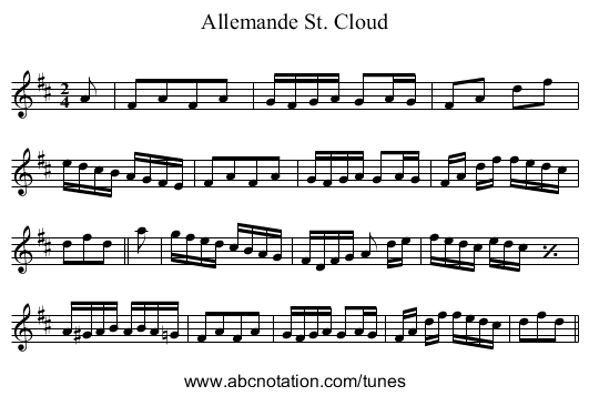 Allemande St. Cloud - staff notation