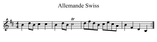 Allemande Swiss - staff notation
