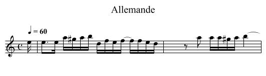 Allemande - staff notation