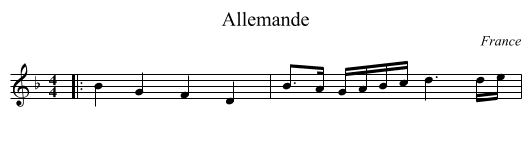 Allemande - staff notation
