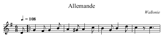Allemande - staff notation