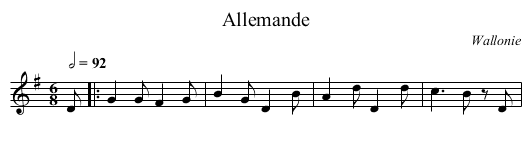 Allemande - staff notation