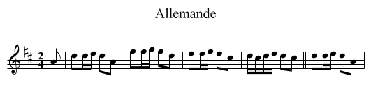 Allemande - staff notation
