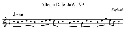Allen a Dale. JaW.199 - staff notation