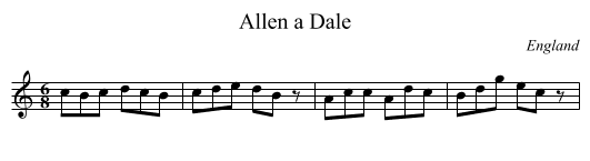 Allen a Dale - staff notation