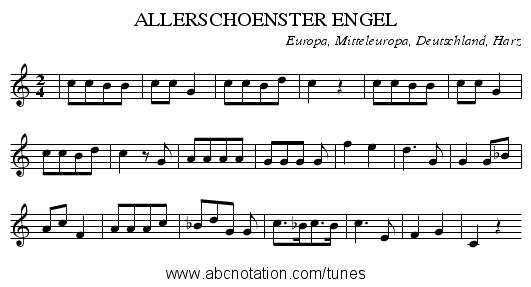 ALLERSCHOENSTER ENGEL - staff notation
