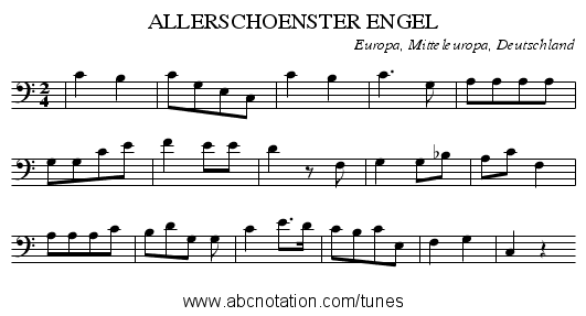 ALLERSCHOENSTER ENGEL - staff notation