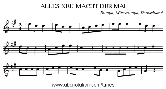 ALLES NEU MACHT DER MAI - staff notation