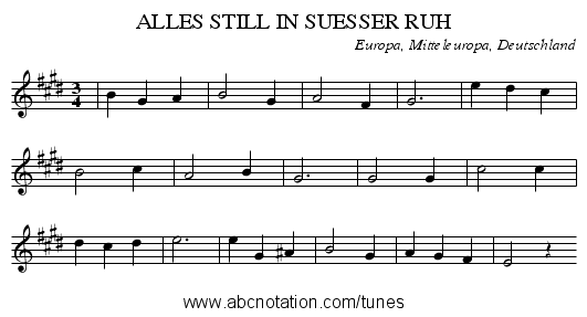 ALLES STILL IN SUESSER RUH - staff notation