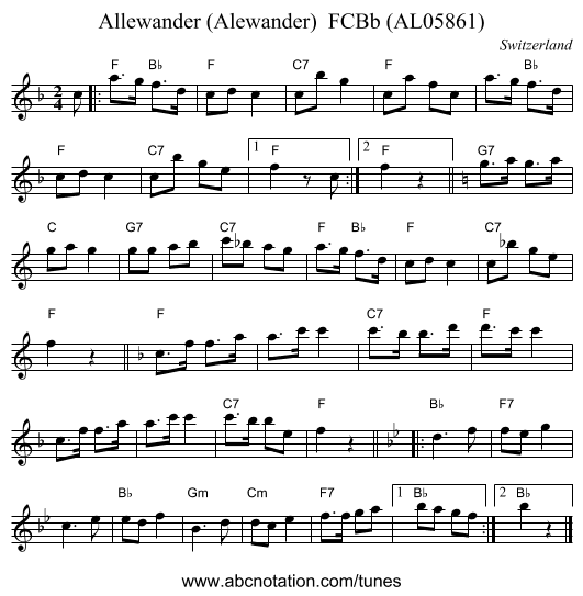 Allewander (Alewander) FCBb (AL05861) - staff notation