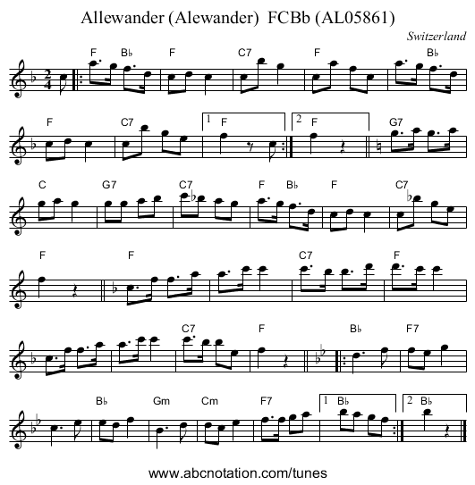 Allewander (Alewander) FCBb (AL05861) - staff notation