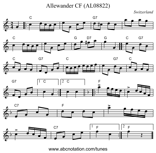 Allewander CF (AL08822) - staff notation