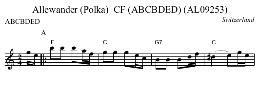 Allewander (Polka)  CF (ABCBDED) (AL09253) - staff notation
