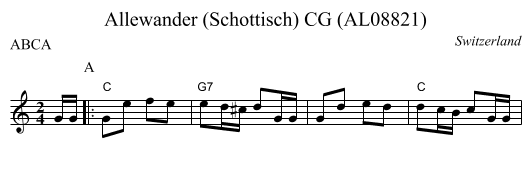 Allewander (Schottisch) CG (AL08821) - staff notation