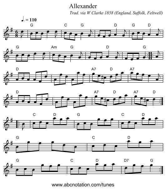 Allexander - staff notation