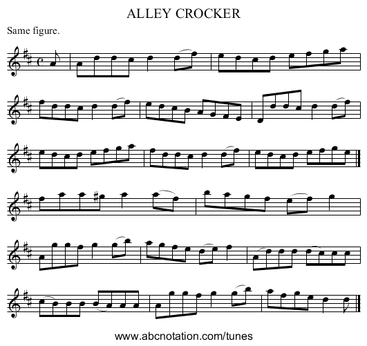 ALLEY CROCKER - staff notation