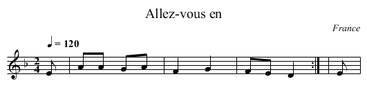 Allez-vous en - staff notation
