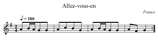 Allez-vous-en - staff notation