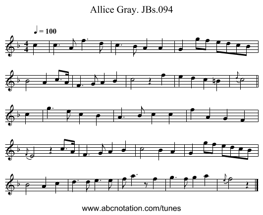 Allice Gray. JBs.094 - staff notation