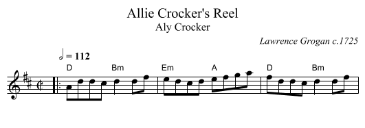 Allie Crocker's Reel - staff notation