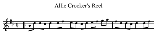 Allie Crocker's Reel - staff notation