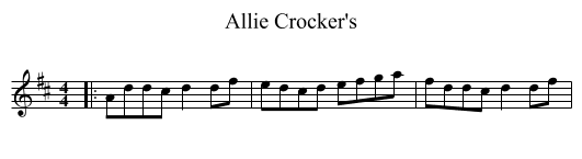 Allie Crocker's - staff notation