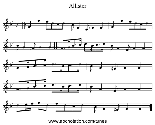 Allister - staff notation