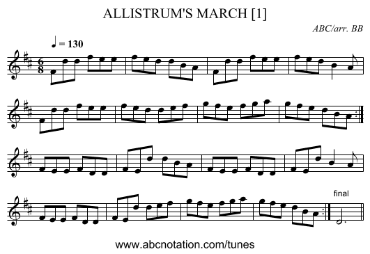 ALLISTRUM'S MARCH [1] - staff notation