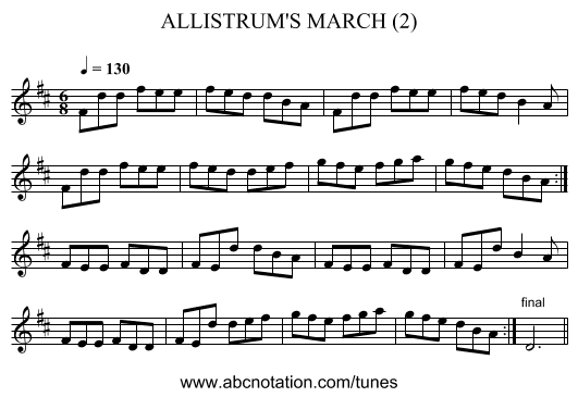 ALLISTRUM'S MARCH (2) - staff notation