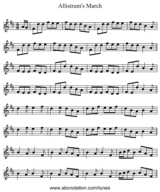 Allistrum's March - staff notation