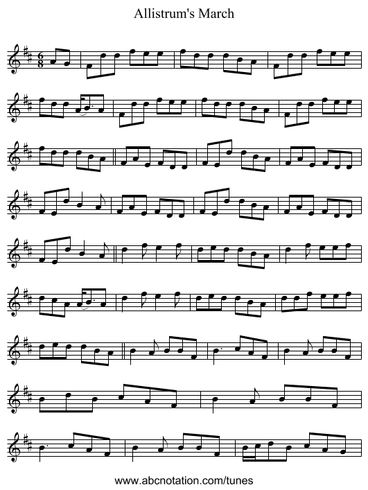 Allistrum's March - staff notation