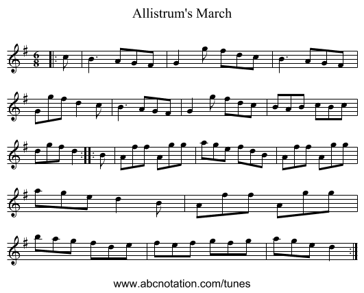 Allistrum's March - staff notation