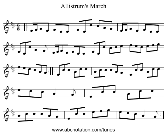 Allistrum's March - staff notation